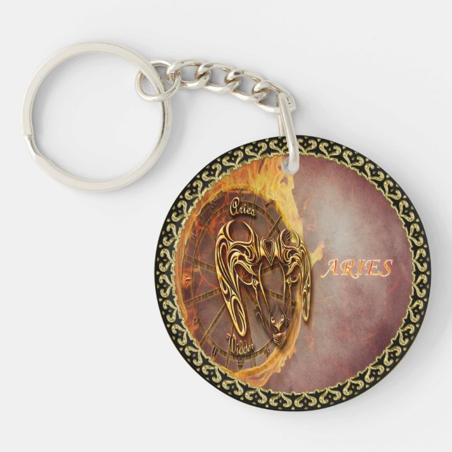 Aries March 21st until April 20th Horoscope Keychain (Front)