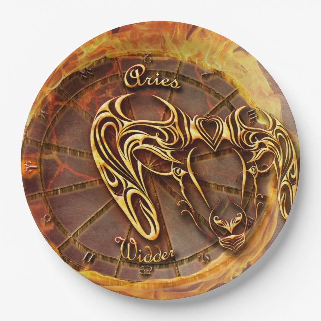 Aries March 21st until April 20th Horoscope Paper Plates (Front)
