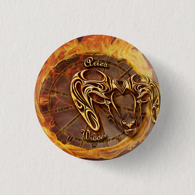 Aries March 21st until April 20th Horoscope Pinback Button (Front)