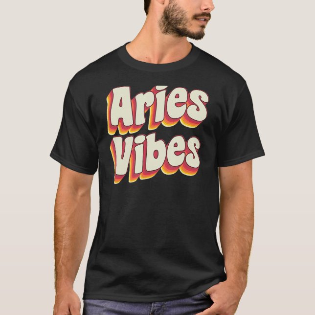 Aries March April birthday Retro astrology Aries Z T-Shirt (Front)