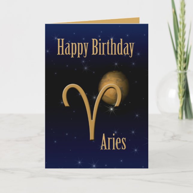 Aries Mars Happy Birthday Greeting Card (Front)