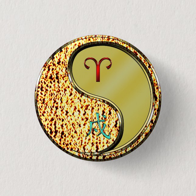 Aries & Metal Dog Button (Front)