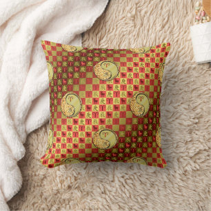 Aries & Metal Dragon Throw Pillow