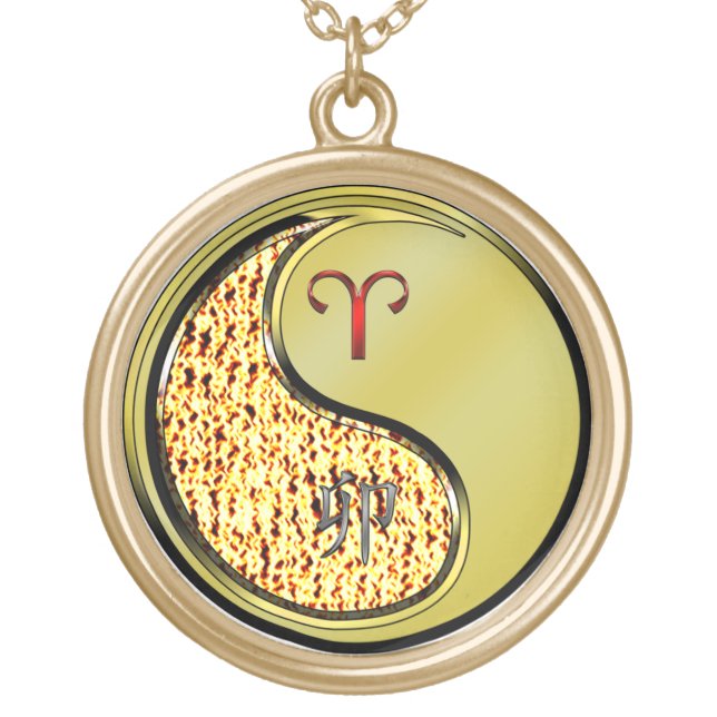 Aries & Metal Rabbit Gold Plated Necklace (Front)