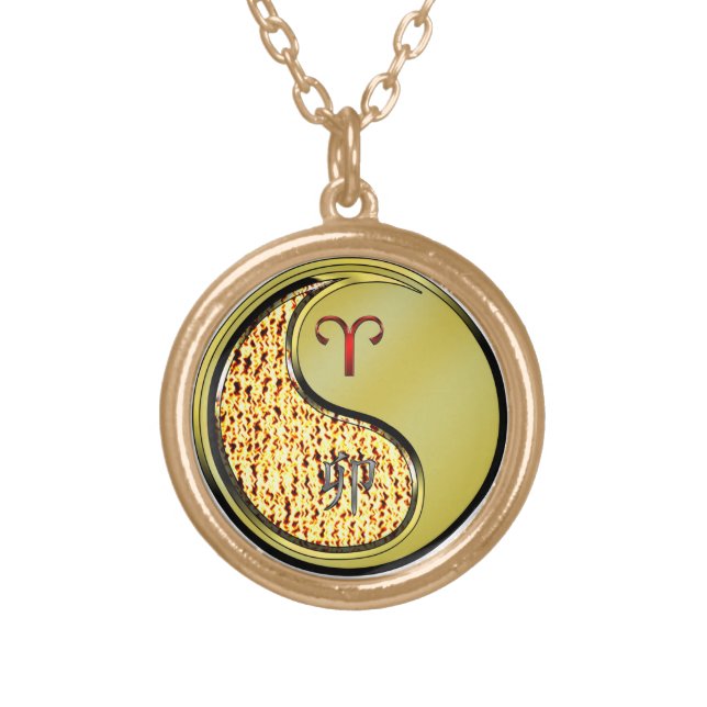 Aries & Metal Rabbit Gold Plated Necklace (Front)