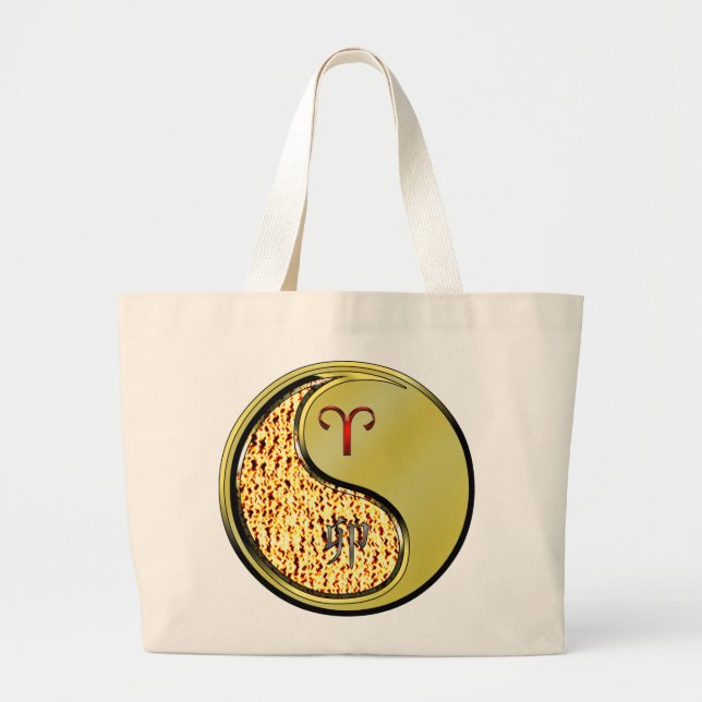 Aries & Metal Rabbit   Large Tote Bag (Front)
