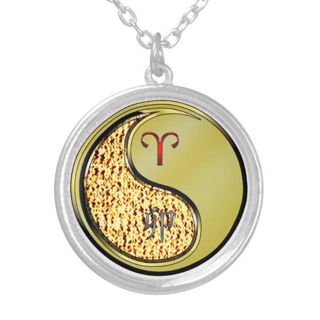 Aries & Metal Rabbit Silver Plated Necklace (Front)