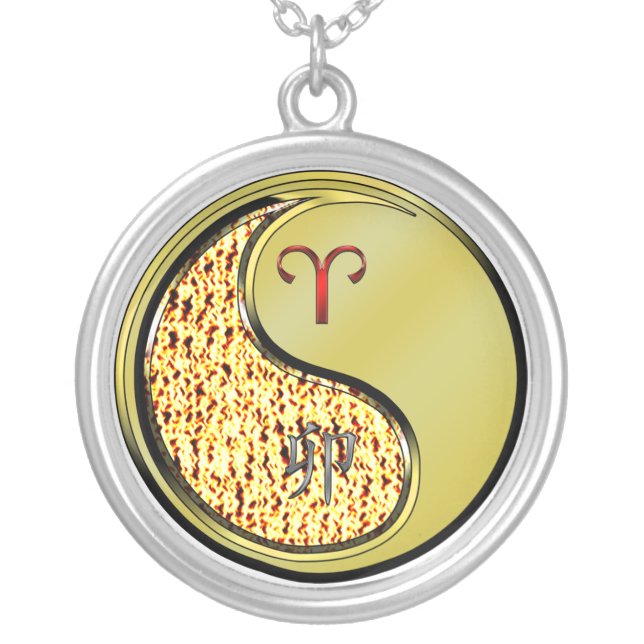 Aries & Metal Rabbit Silver Plated Necklace (Front)