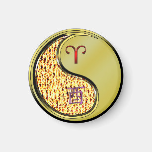 Aries & Metal Rooster Magnet