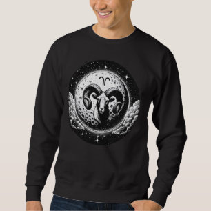 Aries Moon And Ram Head Design For Astrology Enthu Sweatshirt