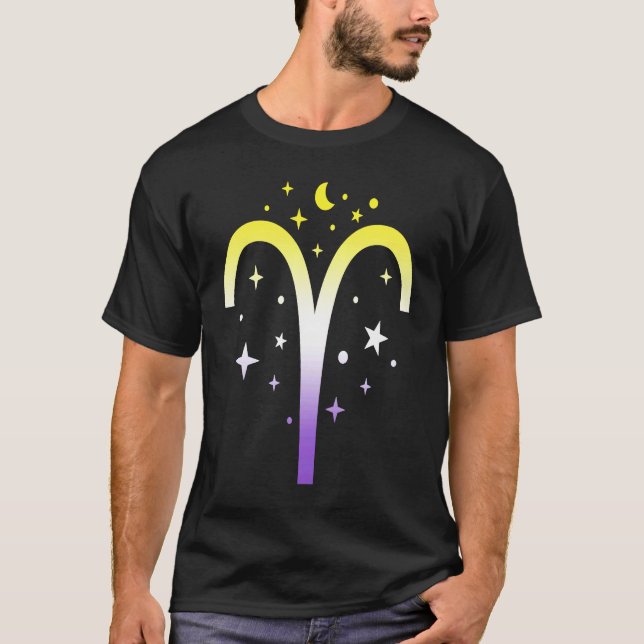 Aries Nonbinary LGBTQ Zodiac Sign Astrology Non bi T-Shirt (Front)