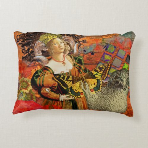 Aries Orange Woman Gothic Illustration Decorative Pillow