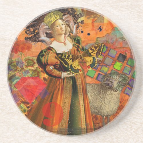 Aries Orange Woman Gothic Illustration Drink Coaster