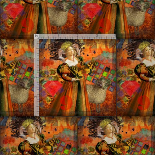Aries Orange Woman Gothic Illustration Fabric