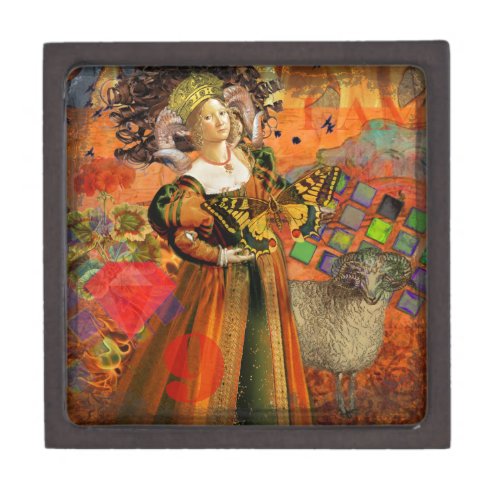 Aries Orange Woman Gothic Illustration Gift Box