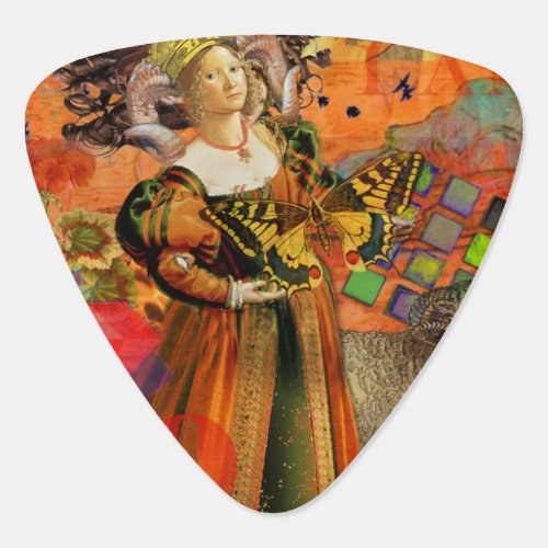 Aries Orange Woman Gothic Illustration Guitar Pick