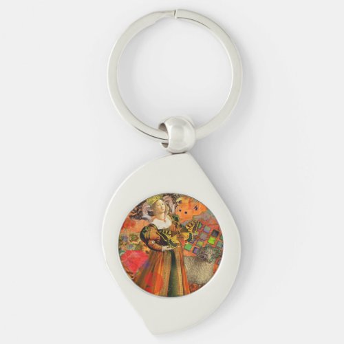 Aries Orange Woman Gothic Illustration Keychain