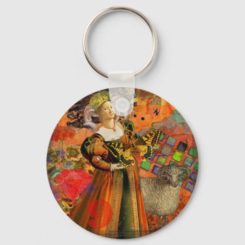 Aries Orange Woman Gothic Illustration Keychain