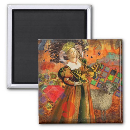 Aries Orange Woman Gothic Illustration Magnet