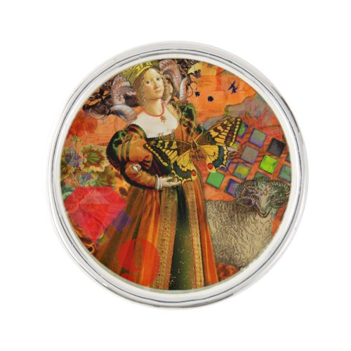 Aries Orange Woman Gothic Illustration Pin