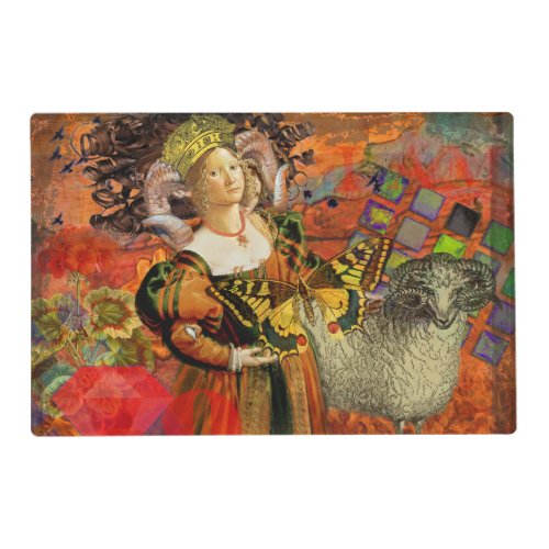 Aries Orange Woman Gothic Illustration Placemat