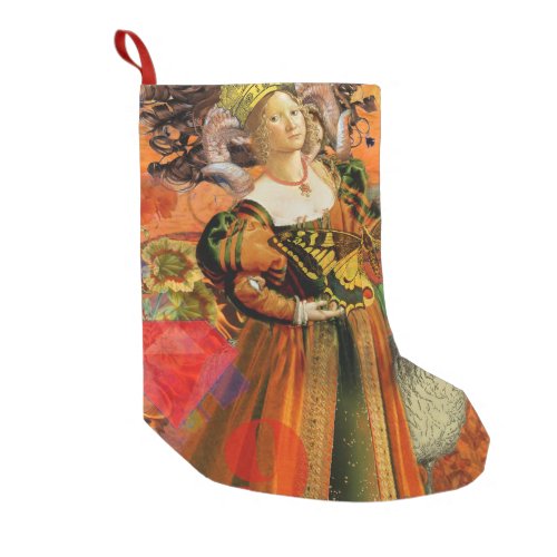 Aries Orange Woman Gothic Illustration Small Christmas Stocking