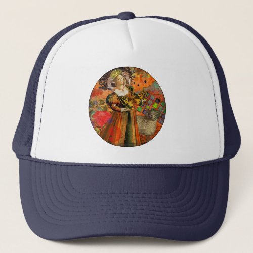 Aries Orange Woman Gothic Illustration Trucker Hat