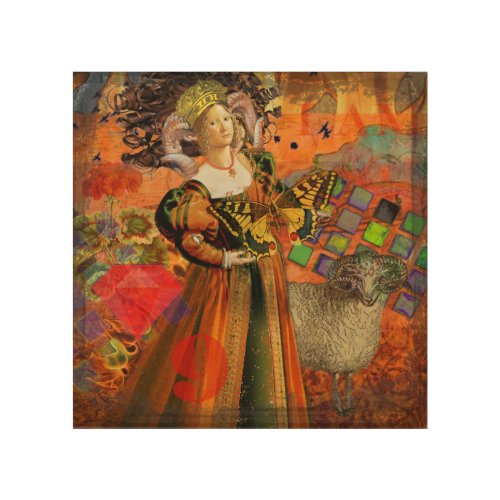 Aries Orange Woman Gothic Illustration Wood Wall Decor