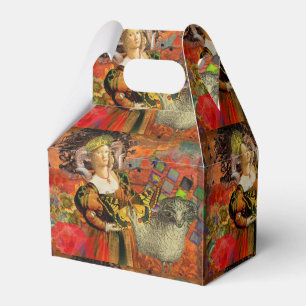 Aries Orange Woman: Gothic Ram Antique Art Collage Favor Boxes