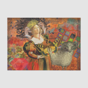 Aries Orange Woman: Gothic Ram Antique Art Collage Tissue Paper