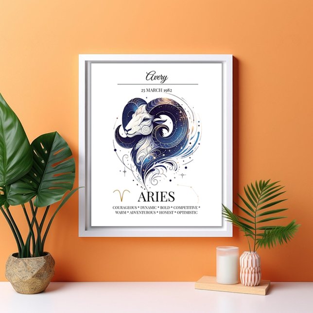 Aries Personalized Elegant Zodiac Watercolor Poster (Creator Uploaded)