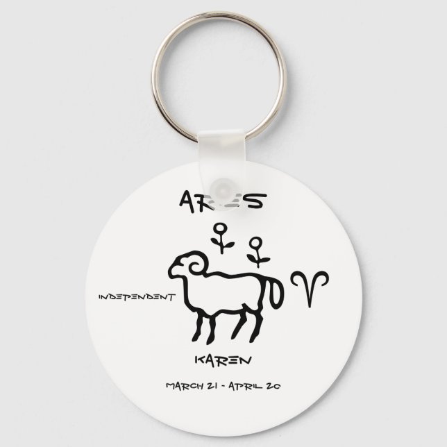 Aries Personalized Keychain (Front)