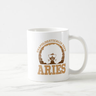Aries Queen Afro Hair Black Woman Zodiac Sign  Coffee Mug