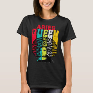 Aries Queen Aries Pride Black Woman Afro Horoscop T-Shirt