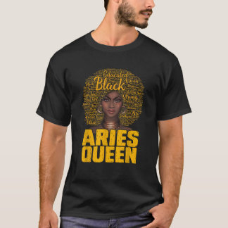 Aries Queen Black Woman Afro Natural Hair African T-Shirt