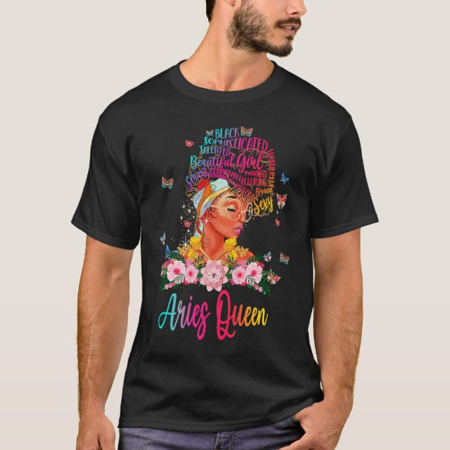 Aries Queen Black Women Persistent Sophisticated B T-Shirt (Front)