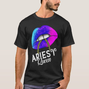 Aries Queen Lips Zodiac Horoscope Girls Women Birt T-Shirt