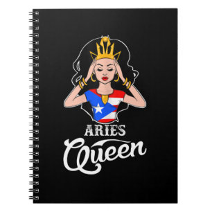 Aries Queen Puerto Rico Birthday For Black Women Notebook