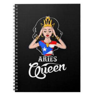 Aries Queen Puerto Rico Birthday For Black Women Notebook
