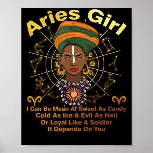 Aries Queen Sweet As Candy Birthday Black Women Poster