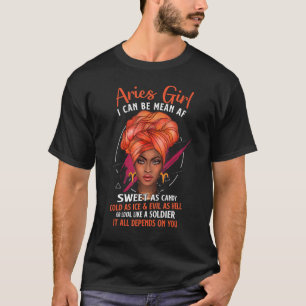 Aries Queen Sweet As Candy Birthday For Black Wom T-Shirt