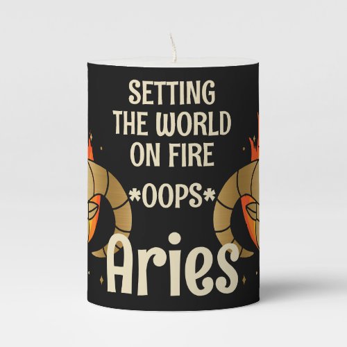 Aries ram astrology zodiac birth sign personalized pillar candle