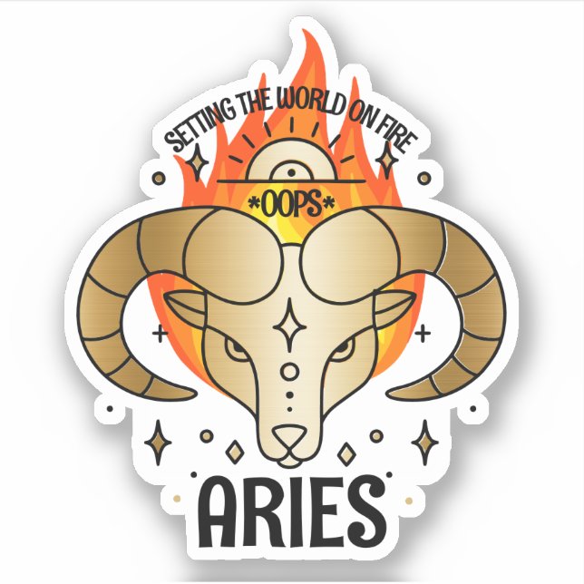 Aries ram astrology zodiac birth sign personalized sticker (Front)