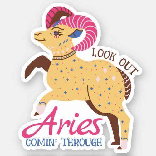 Aries ram astrology zodiac birth sign personalized sticker
