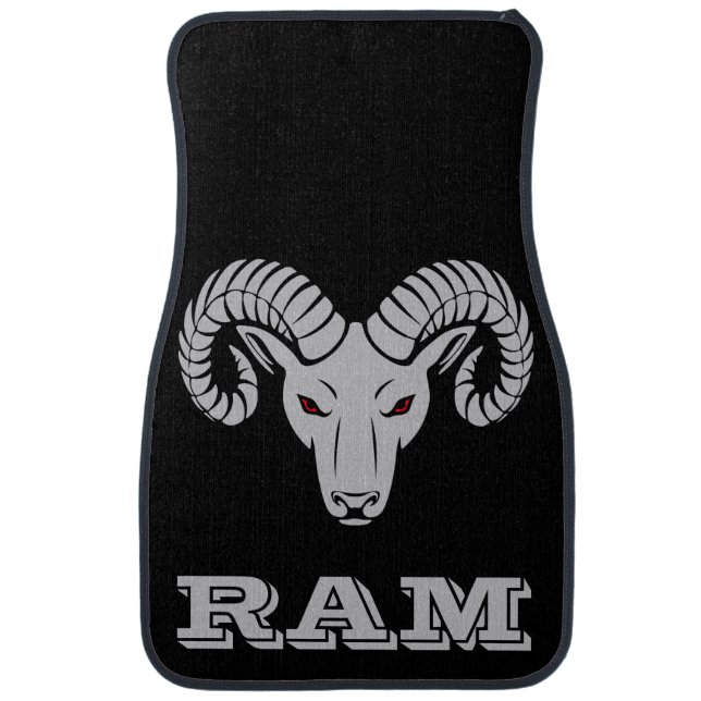 Aries Ram Bright Silver Metallic Car Floor Mat (Front)