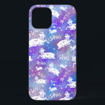 Aries Ram Constellation Stars Birthday Pattern iPhone 12 Case<br><div class="desc">This fun phone case design makes the perfect gift for anyone born under the zodiac sign Aries. It includes a unique pattern made of a vintage ram,  the constellation,  and the word "Aries, " all in white on a purple-pink starry background.</div>