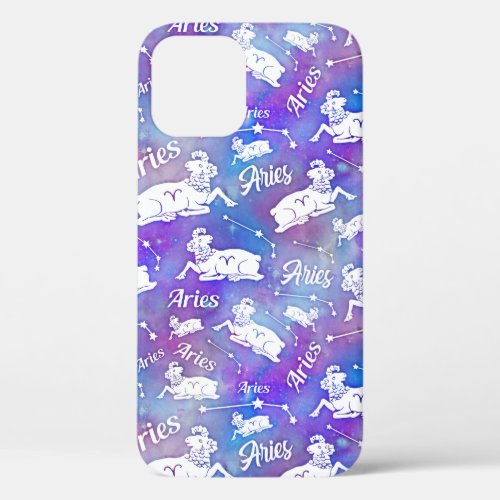 Aries Ram Constellation Stars Birthday Pattern iPhone 12 Case