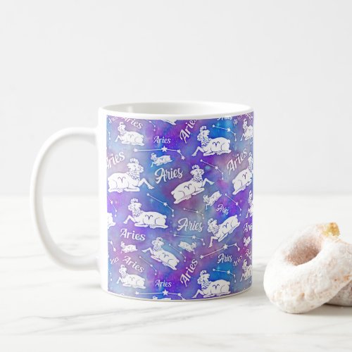 Aries Ram Constellation Stars Birthday Pattern Coffee Mug