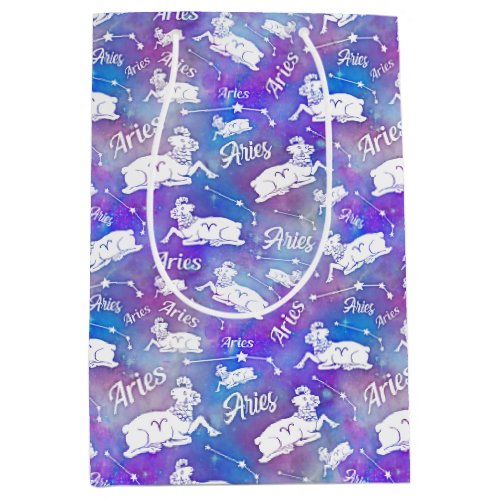 Aries Ram Constellation Stars Birthday Pattern Medium Gift Bag