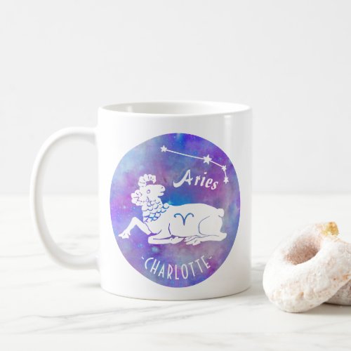 Aries Ram Constellation Stars Custom Name Birthday Coffee Mug